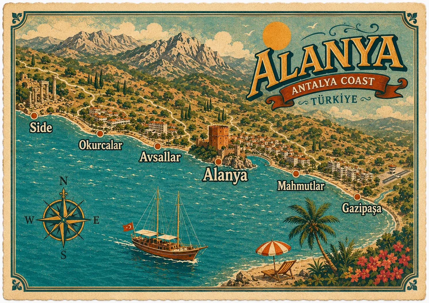 Alanya ve Antalya havalimanı bölge haritası